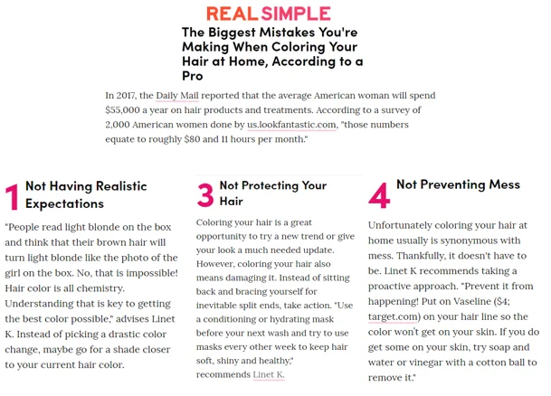 Real Simple feature